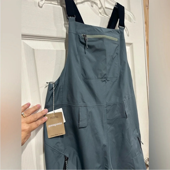 Patagonia Women's L Large Insulated Powder Town Ski Bibs Nouveau Green Grey NWT - Picture 4 of 15